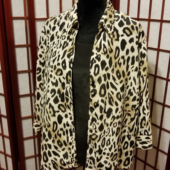 Tops - Leopard print 2piece blouse set-A102